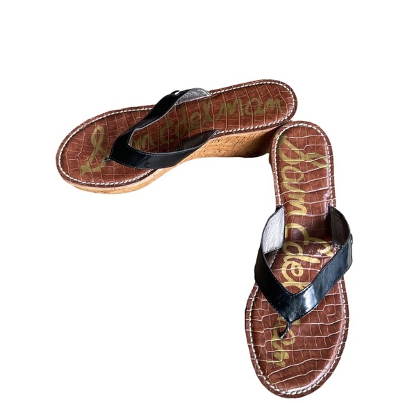 Sam Edelman Rome Black Strap Wedge Platform Flip Flop Sandal Size: 9 - Picture 3 of 9